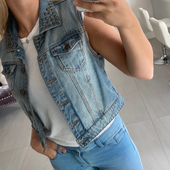 Forever21 Denim Stud Vest - Picture 7 of 8